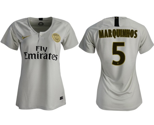 Women's Paris Saint-Germain #5 Marquinhos Away Soccer Club Jersey